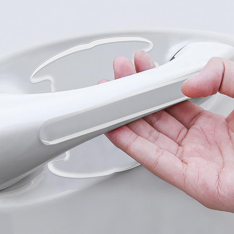 4pcs Car Door Handle Bowl Scratch Protective Stickers Universal Invisible Car Sticker Bumper Anti-collision Protection