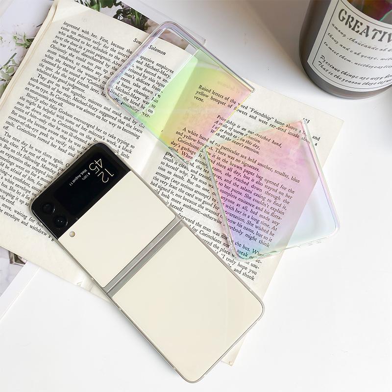 For Samsung Folding Screen ZFlip3 Mobile Phone Case for Samsung ZFlip6 Laser Gradient Flip Protective Case Ultra-thin