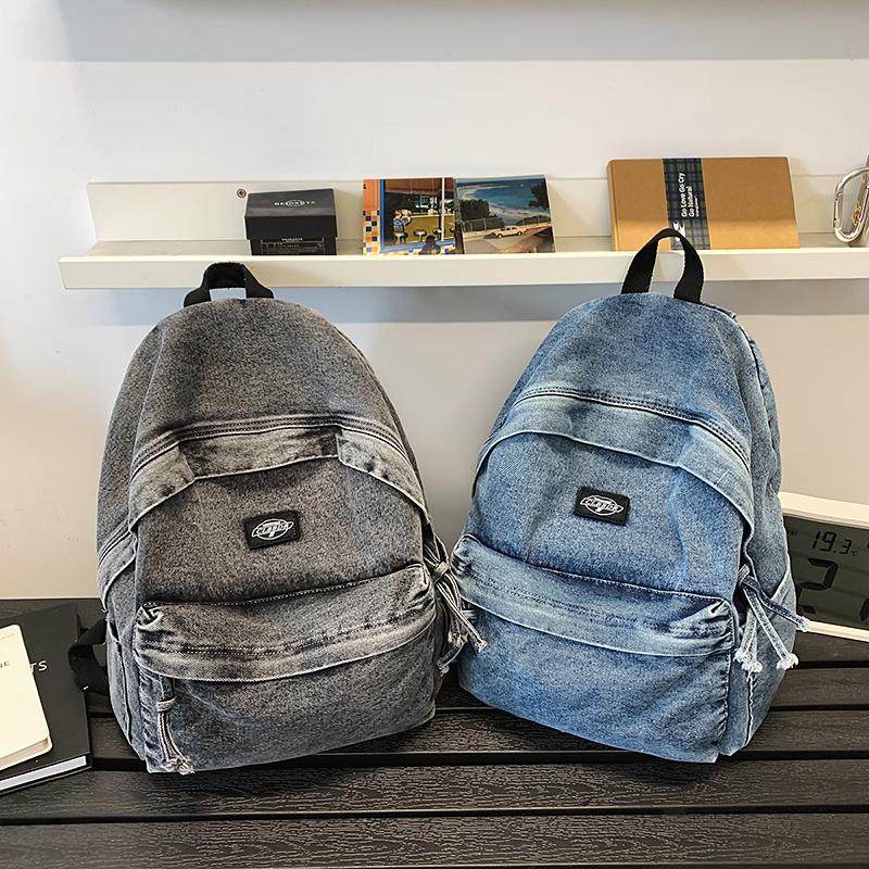 College Style Couple Student Schoolbag Denim Lightweight Backpack