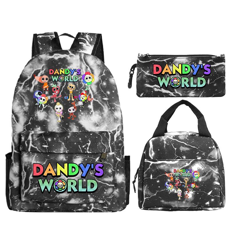 Dandy's World Game Merchandise Printed Primary and Secondary School Schoolbag Three-piece Set Foreign Trade Popular Children's Backpack