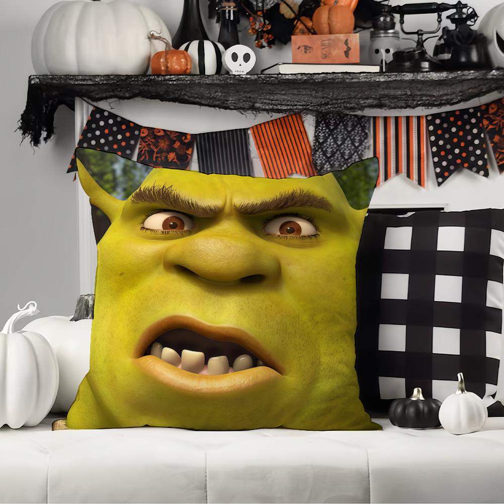 Cartoon Funny S-Shrek Pillowcase Throw Pillow Cases Cover for Sofa Interior Decoration Living Room Decorative Cushion Covers