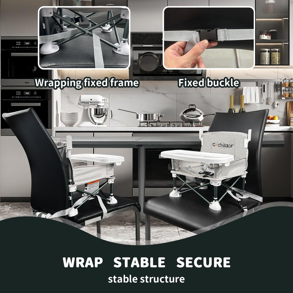 Baby feeding chair, foldable children's table and chair, which can be used to increase the seat height, portable outdoor camping