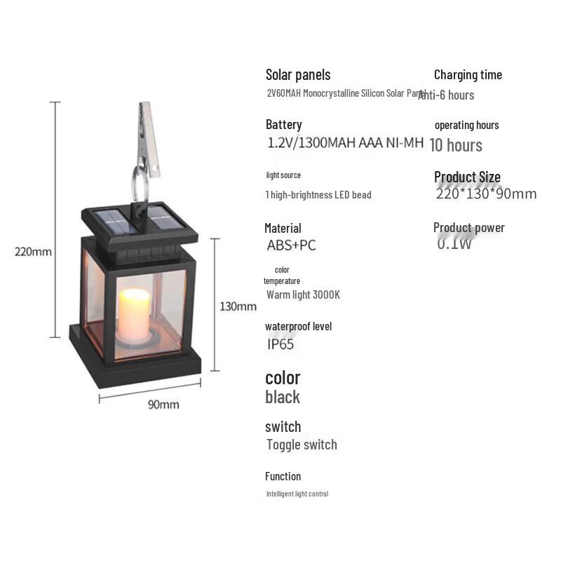 Enpufike LED Solar Candle Lantern