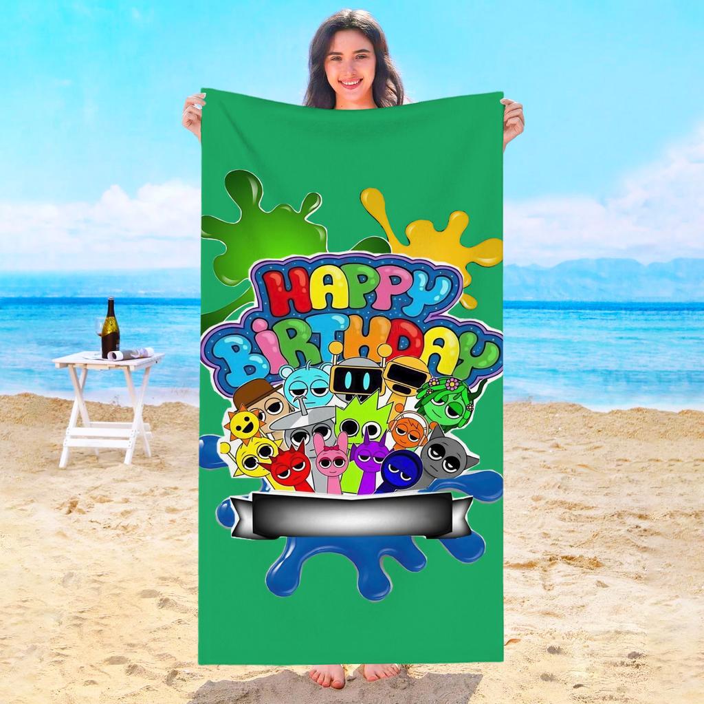 Asciugamano da Spiaggia Sprunki Asciugamani da Bagno Bambino Per Casa Viaggio Sauna Playa Piscina Spa Bagno Microfibra Asciugatura Rapida Palestra Doccia