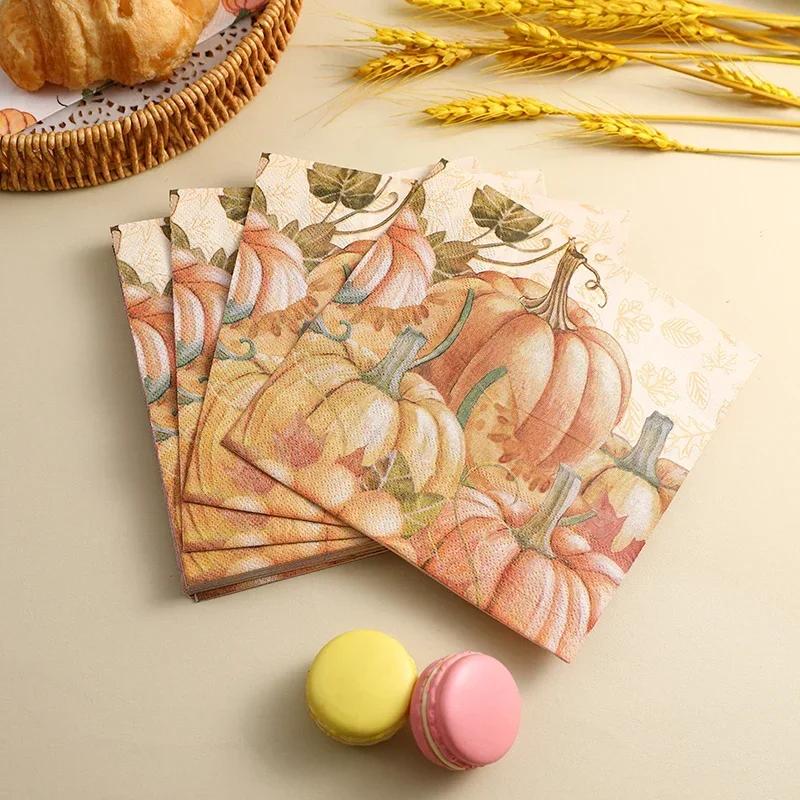 20pcs/Pac 33*33cm 2-Ply Disposable Party Napkin Thanksgiving Pattern