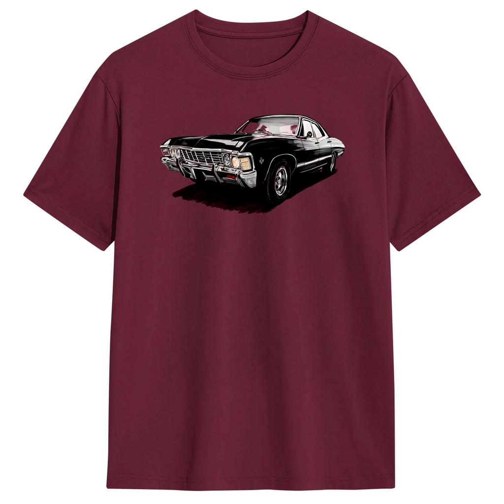 Supernatural Impala T-Shirt Sommer 100% Baumwolle T-Shirts Für Unisex Harajuku Bedrucktes T-Shirt Kurzärmlig Y2K Lustiges Oberteil Tees