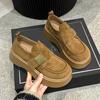 Fashion Thick-soled Matte Soft Leather Small Leather Shoes Spring and Summer 2025 New British Hong Kong Style Loafers Versatile Single Shoes