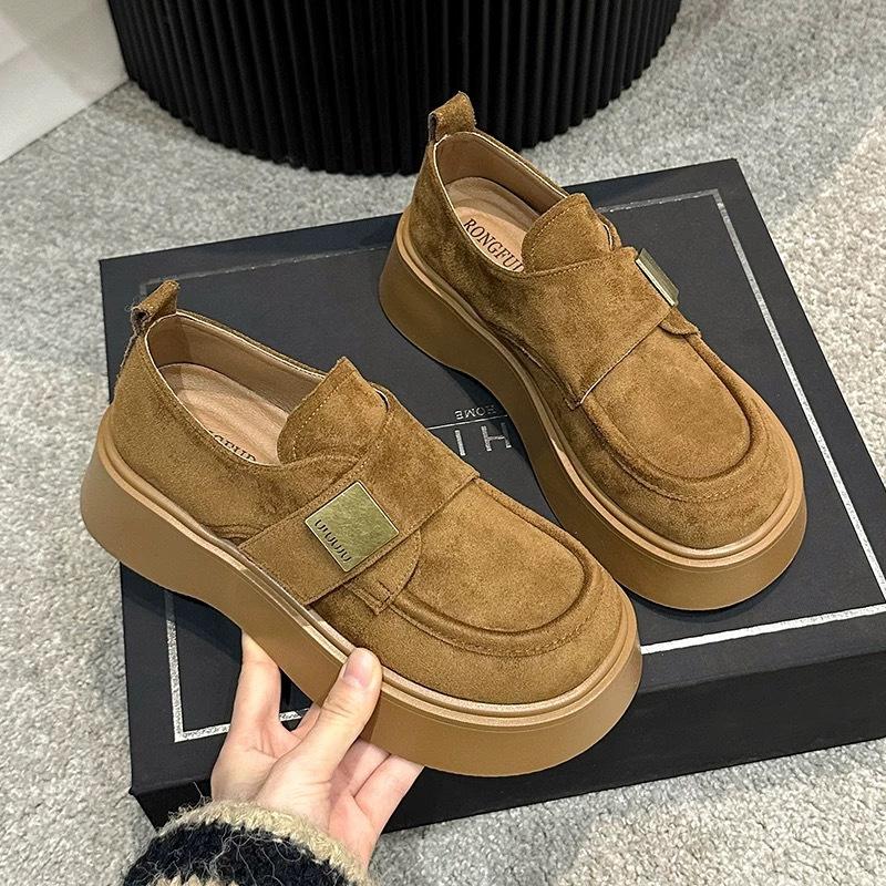 Fashion Thick-soled Matte Soft Leather Small Leather Shoes Spring and Summer 2025 New British Hong Kong Style Loafers Versatile Single Shoes