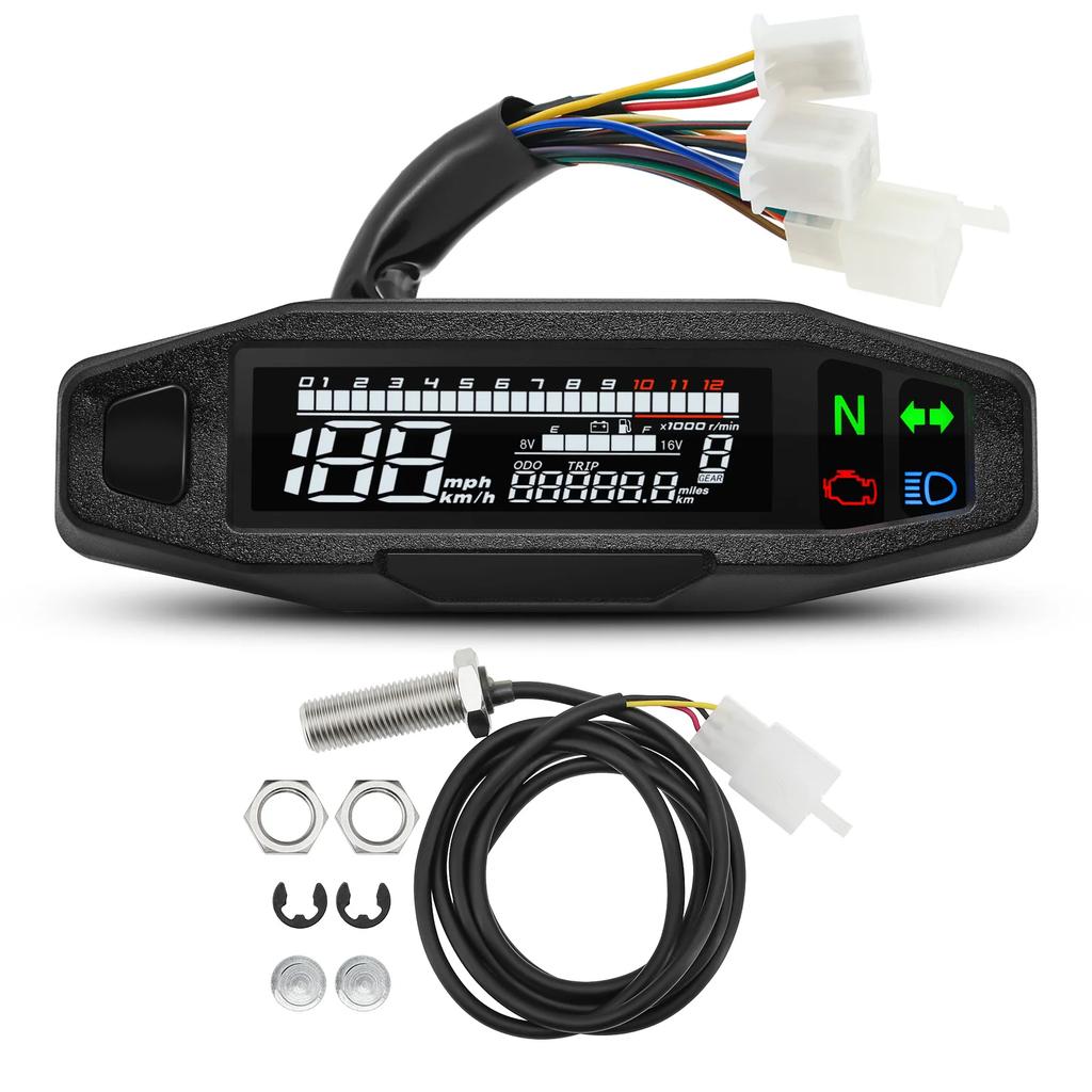 Universal Digital Meters Instrument New Motorcycle Speedometer Oil Gauge Tachometer Cluster Turn Signal Light Indicator