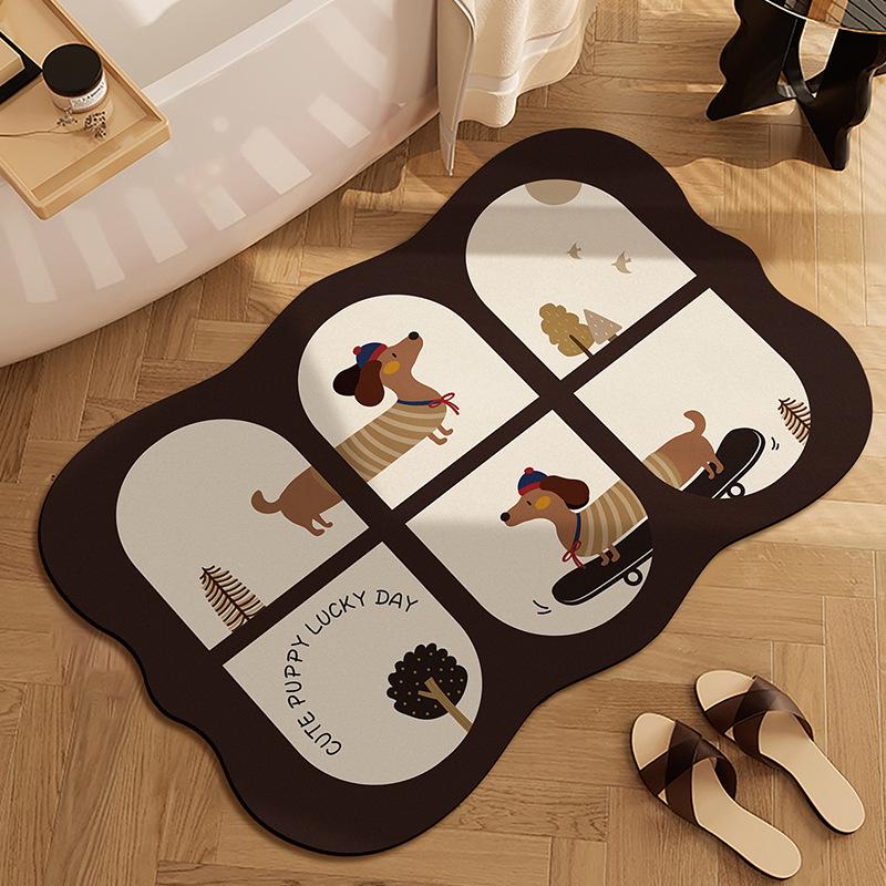 

Cartoon Style Diatom Mud Bathroom Anti-slip Mat - Water Absorbent, Dirt-resistant, Easy Clean Toilet Entrance Foot Mat 40*60cm (Upgraded Diatom Mud)