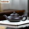 170ml Elegant Yixing Purple Clay Teapots Handmade Flat Laughing Sakura Pot Raw Ore Black Mud Kettle With Infuser Zisha Tea Set