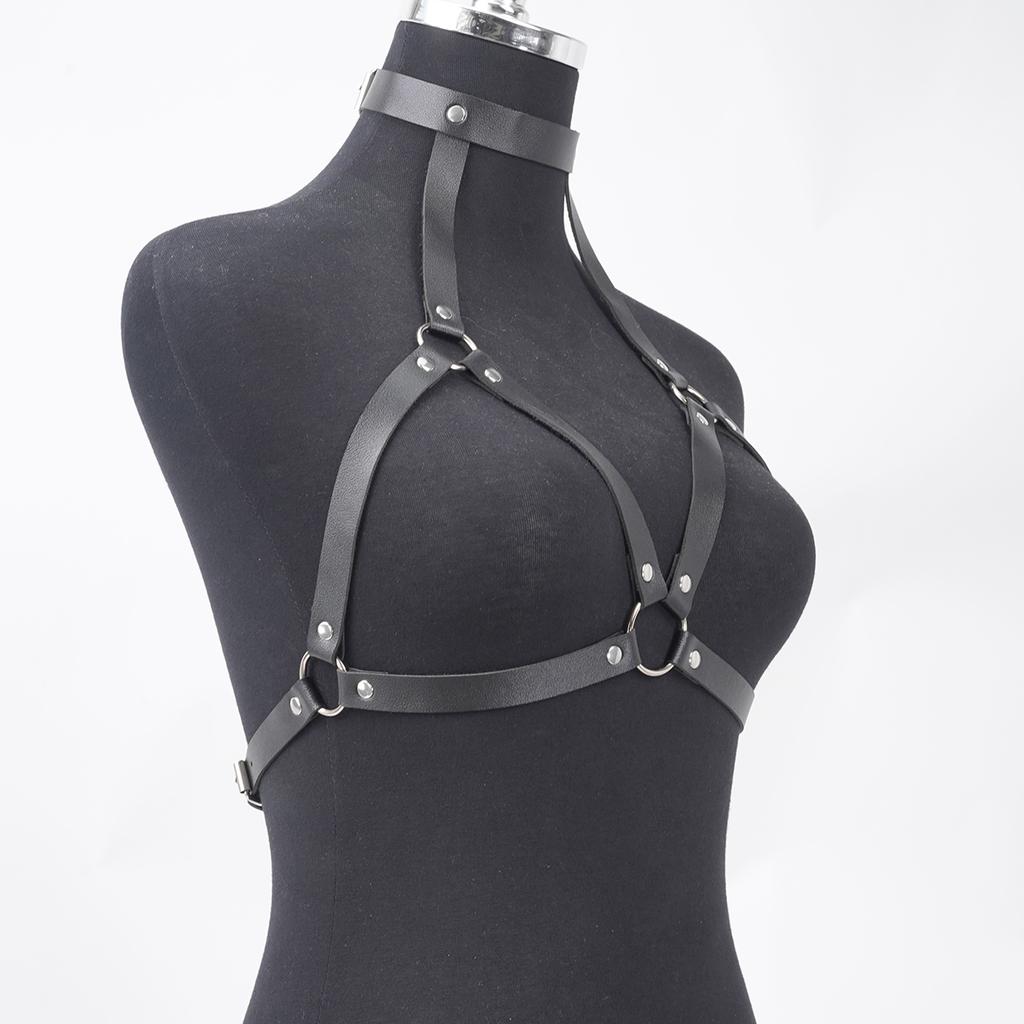 Women Fashion Leather Waist Belt Adjustable Chest Harness Decorative Harness Straps Corsett Waistband Gothic Clothing Accessorie