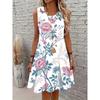 Ladies' Vibrant Floral Pattern Sleeveless Vest Dress Suitable for Casual Spring and Summer Outings