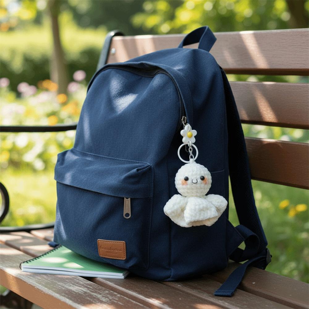 Crochet Design Keychain Plush Material Car Hanging Pendant Cartoon Ghost Doll Pendant For Girls