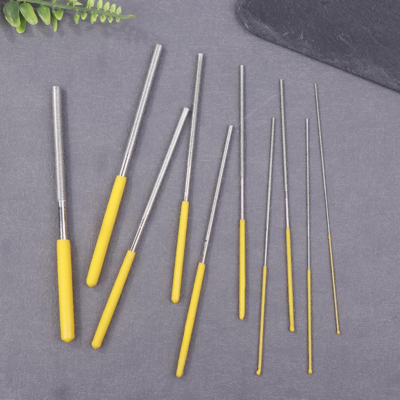 Diamond Cylindrical File 1/1.2/1.5/1.7/2.2/2.7/3.3/3.8/4.8/5.8Mm Diameter Reaming File Grinding Tool Jade Alloy Assorted File