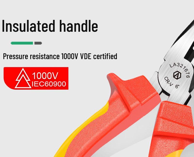 VDE Certified 1000V Insulated Electrician Pliers - Combination, Wire Cutters, Needle Nose, and Angled Pliers