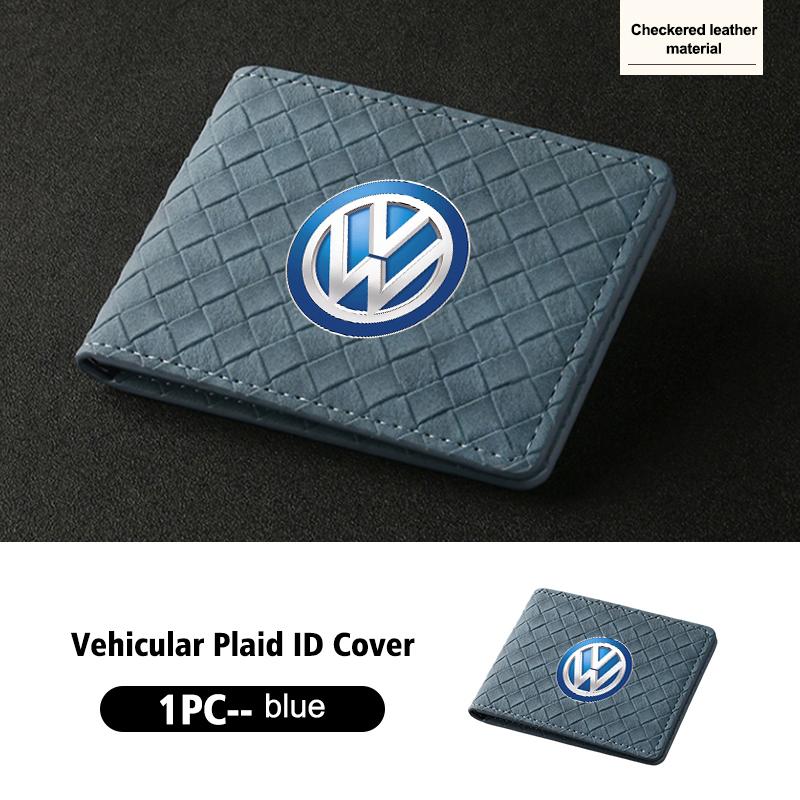 VFHJQ1 Suede Car ID Cover Vehicular Plaid Card Protector Wallet For Volkswagen VW Golf 4 5 6 7 Polo Jetta Sagitar Magotan Passat B5 B6