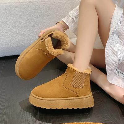 2024 Hot Sale Ladies Shoes Slip-on Women's Boots Fashion Short Plush Daily Boots Women High Quality Round Toe Solid Snow Boots
