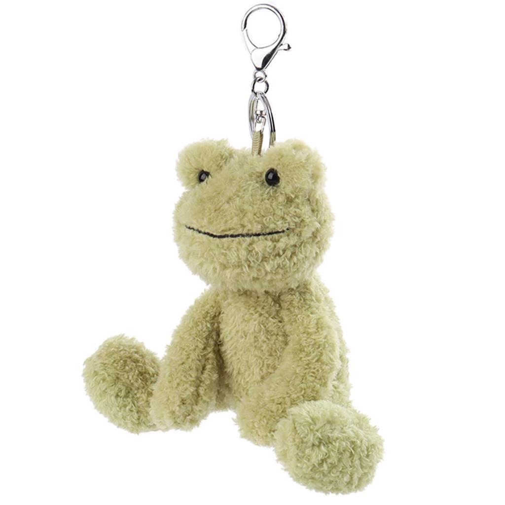 Aprikosenfarbenes Lamm Samt Frosch Niedlicher Weicher Schlüsselanhänger Plüschtier, Perfekt für Jungen und Mädchen, Passend für Kinderrucksäcke und Handtaschen, 15cm