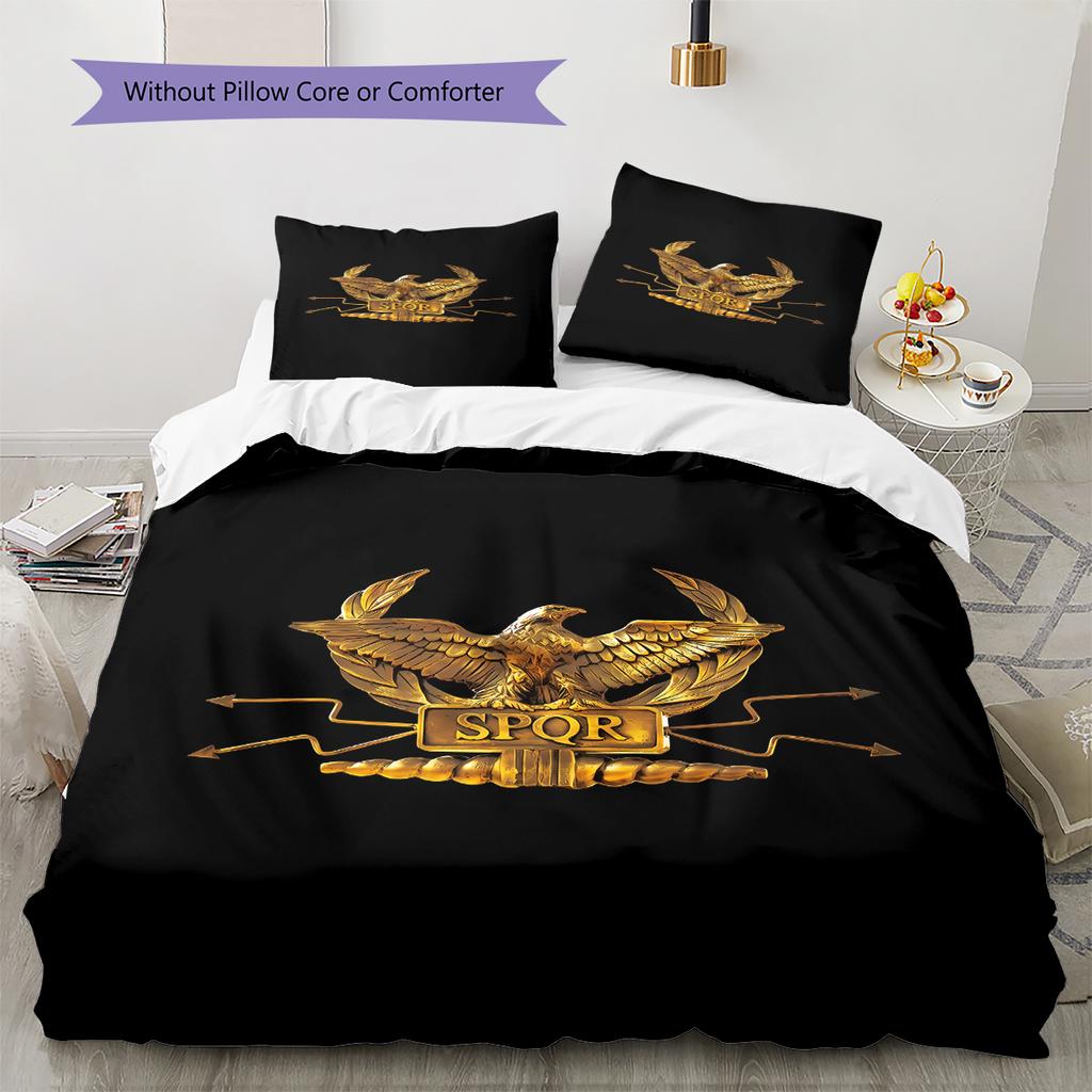 Roman SPQR Pattern Bedding,Quilt Set Quilt Cover Pillowcase Home Birthday Gift (1 * duvet cover + 2 * pillowcase, without core)