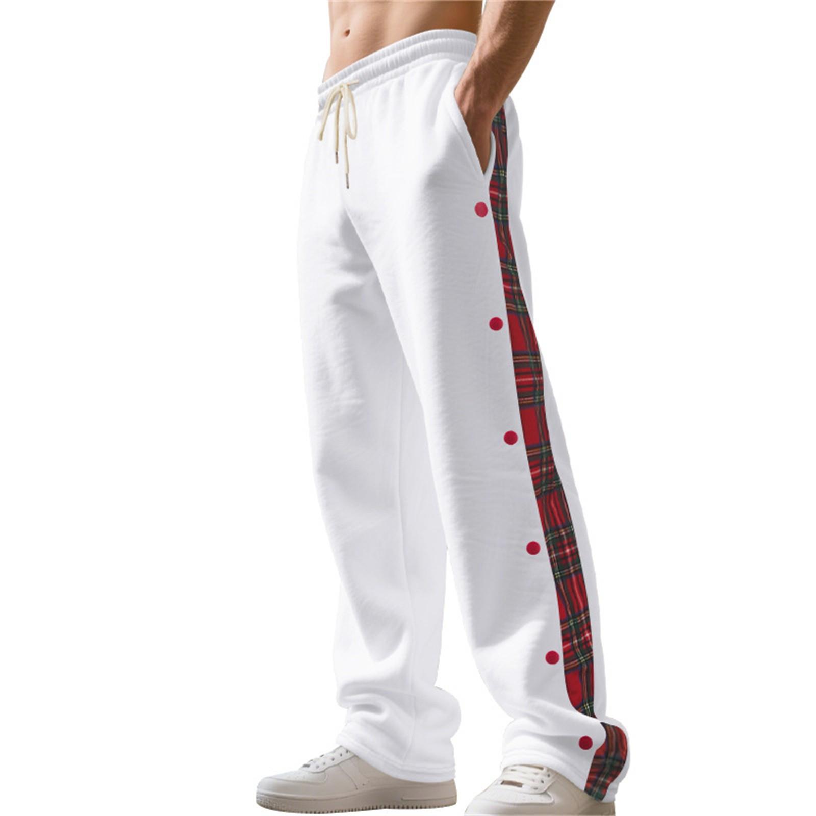 

Мужские длинные брюки, эластичная талия, завязки-пряжки, карманные и удобные длинные брюки XL белый