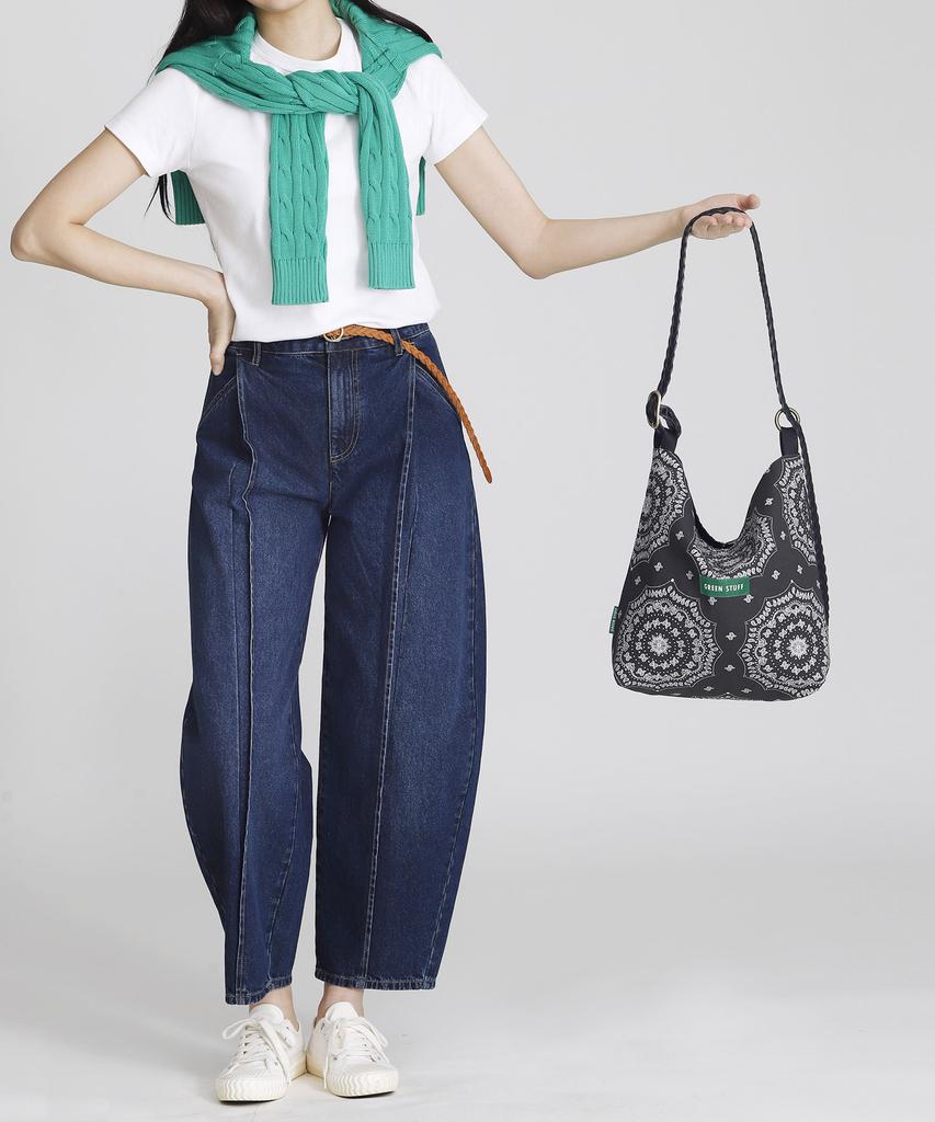 Green Stuff Belted Shoulder Bag B2 Paisley - Black
