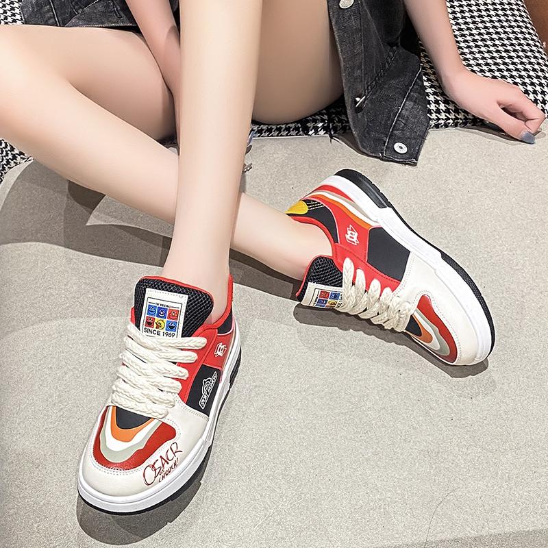 

мода Горячие продажи Mandarin Duck Shoes Burst Rainbow 2024 Осень Новая мода Сетевая красная повседневная женская обувь Кроссовки Женские 40 красный