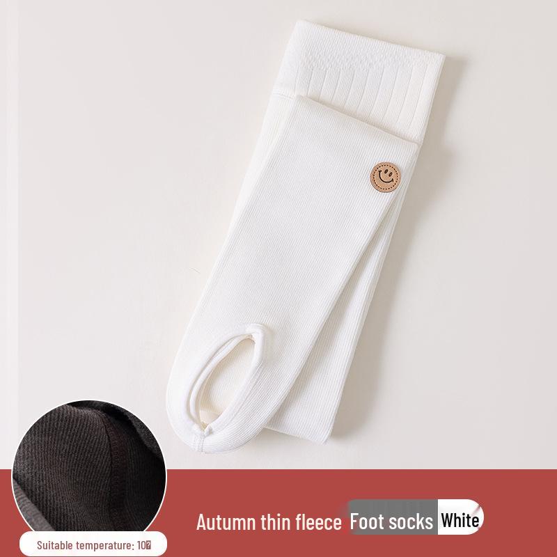 

Девичьи осенне-зимние тонкие флисовые леггинсы - Хлопковые полосатые теплые колготки со штрипками L (110-125cm)