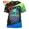 Custom Name 3D Print Diver T Shirts Tops Summer Short Sleeve Casual Scuba Diving Tshirt for Men Clothes Mens Shirts