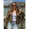 Damen Kurze Pilotenjacke Frühling/Herbst/Winter Jacke Locker Langarm Reißverschluss Retro Jacke Damen Neue Jacke