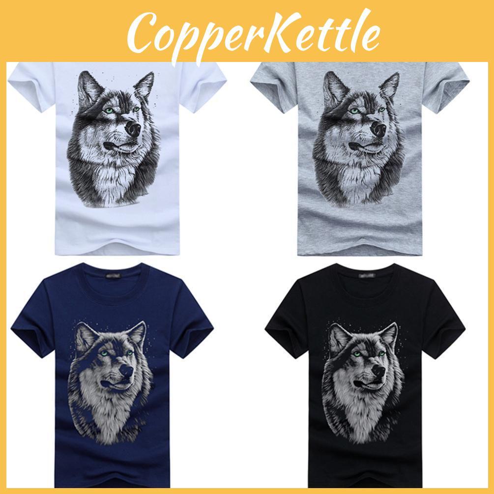 Premium Quality Men Wolf Print Round Neck Short Sleeve T-shirt For Casual Comfort