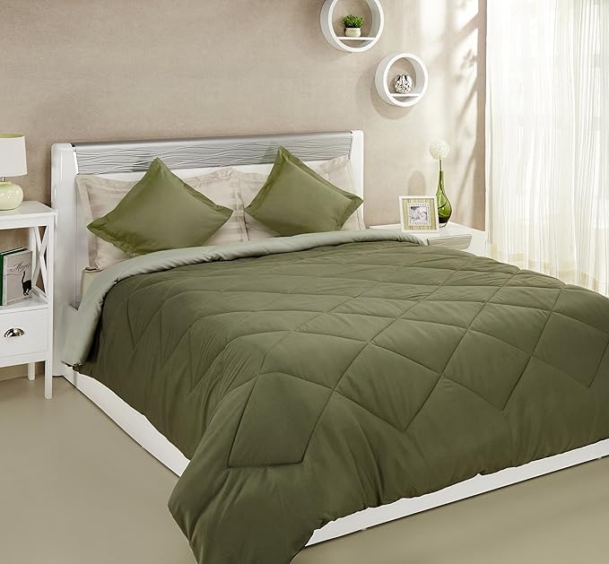 Microfibre Reversible Comforter, Double (Subtle Beige & Walnut Brown, 200 GSM), 50 TC