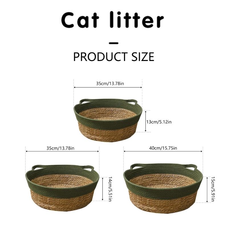 Natural Straw Cats House Resting Basket for Small Dog Cats Scratchproof Bulrush Bed Cats Furniture Pet Nest All Season