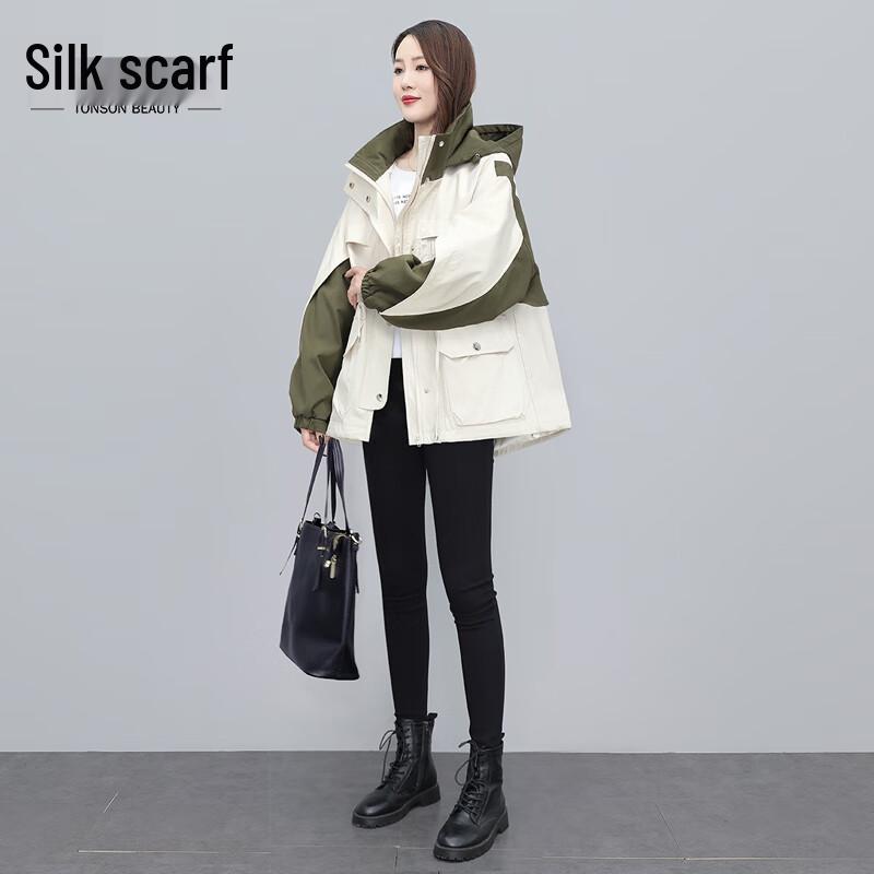 

Women s Loose Fit Color-block Hooded Jacket XL