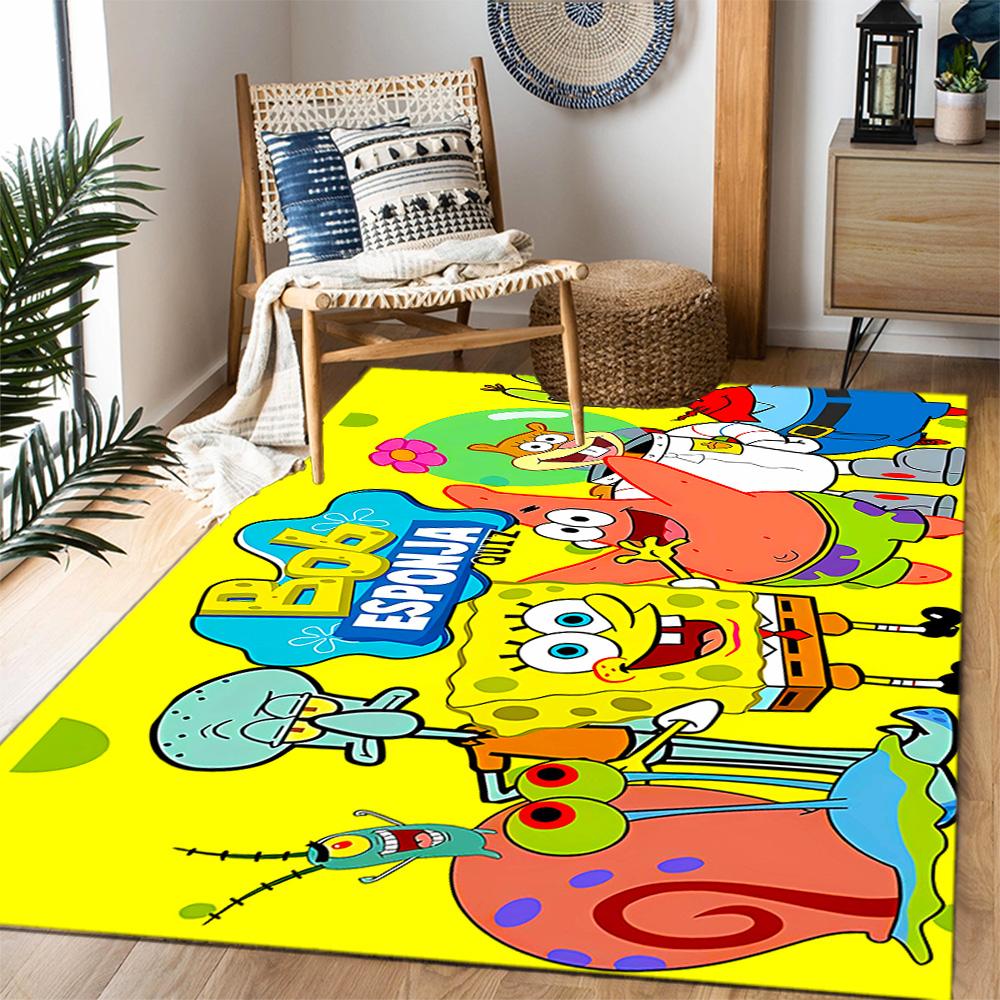 Spongebob Squarepants Adventure Themed Anti-Slip Rugs - Polyester Home Decor, Suitable for Bedrooms, Living Rooms, Doorways, Studios, and Decorations