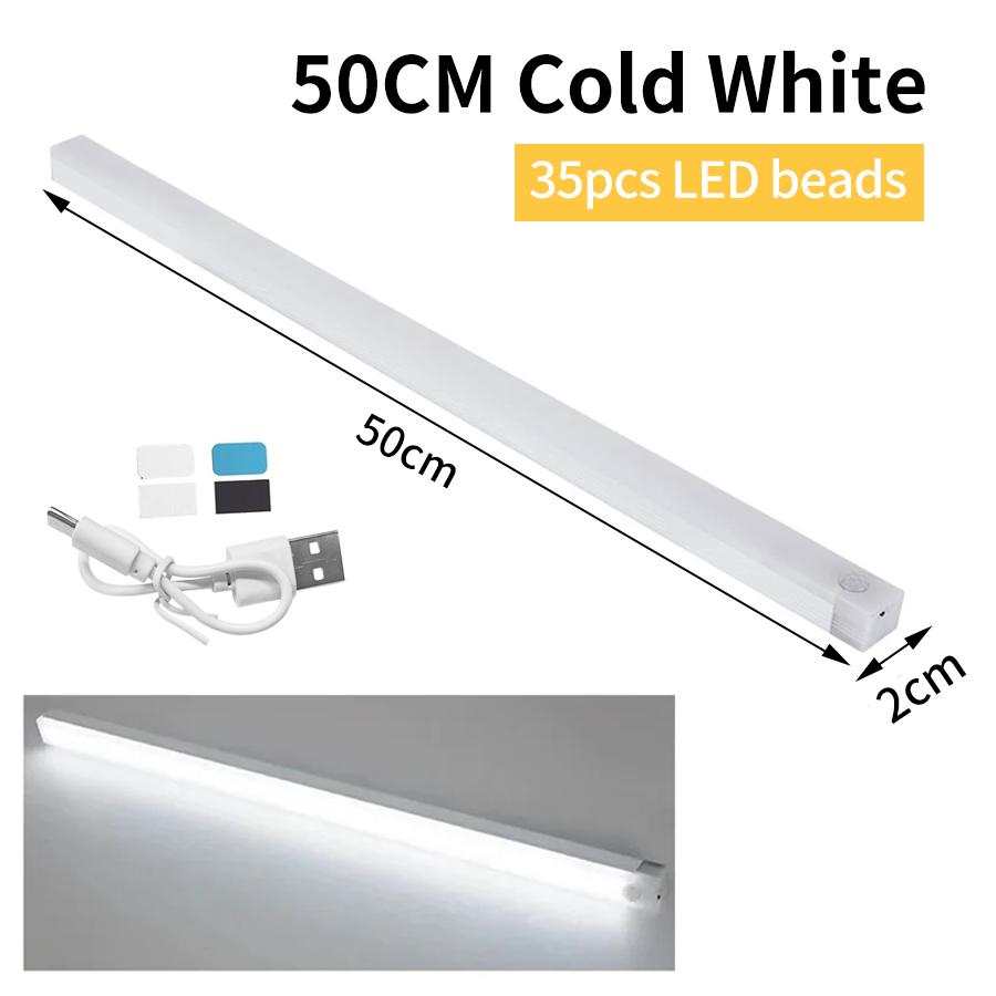 1-4Pcs Rechargeable PIR Motion Sensor LED Bar Lights Human Infared Induction Night Light Portable Cabinet Light 10/20/30/50cm