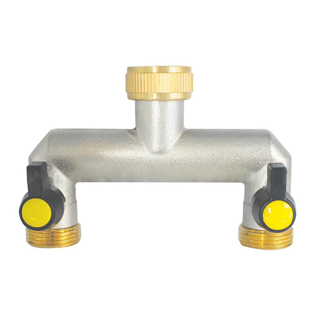 Portable Sturdy Brass Faucet Diverters with Double Water Flows Control for Outdoor Garden Irrigations Systems Use
