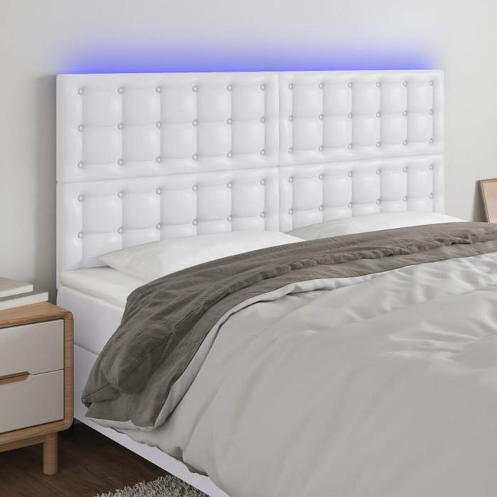 VidaXL Tête de Lit à LED Meuble de Chambre à Coucher Accessoire de Lit Double Tête de Cadre de Lit Intérieur Blanc 3122521