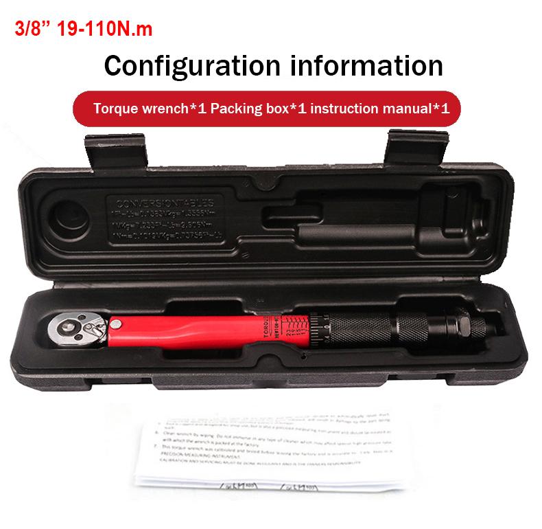 

Динамометричний ключ 19-110 Н·м 3/8 Точний реверсивний храповий ключ для крутного моменту Професійний інструмент для велосипеда, мотоцикла, автомобіля