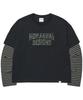 NOMANUAL Stripe Layered Long Sleeve Tee - Black