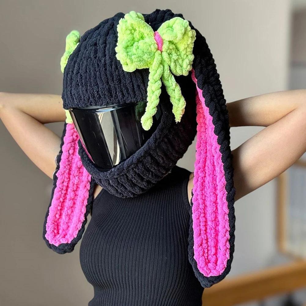Rabbit Ear Winter Plush Cover Motorcycle Helmet Accessories Motocross Full Face Woman Helmet Decoration Helmet Cosplay Styling