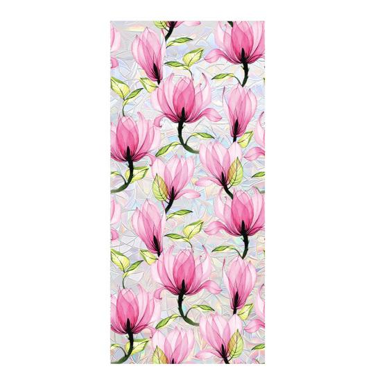

Stained Glass Window Film Floral Rainbow Decorative Window Sticker Sun Blocking Removable Static Glass Cling for Bathroom Living Room Bedroom Size#42