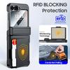 For Samsung Galaxy Z Flip 6 with Card Holder [RFID Blocking] & Hinge Protection & HD Screen Protector,Rugged Anti-Scratch Phone Case-Black