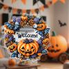 Durable Halloween Porch Decoration Pumpkin Pendant with Hanging Chain Waterproof Acrylic Welcome Front Door Sign for Window Wall Indoor Outdoor