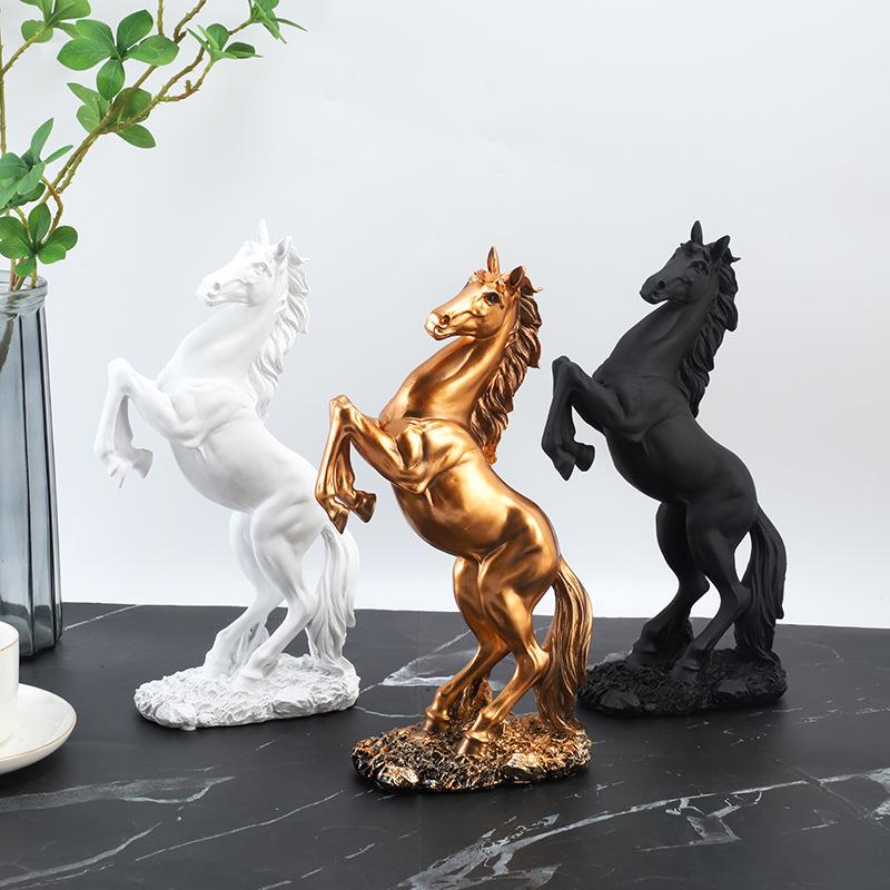 Resin Statue1pc Golden White Black Horse Figure Nordic Abstract Ornaments For Figurines For Interior Sculpture Room Home Decor