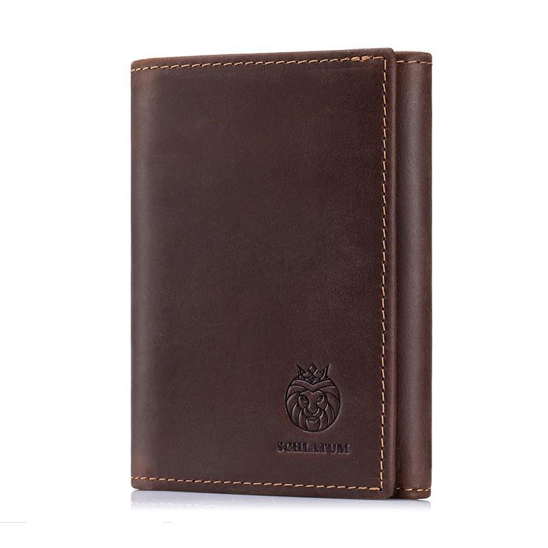 First Layer Cowhide RFID Anti-theft Brush Three Fold Wallet Men s Short Leather Retro 21x16x4