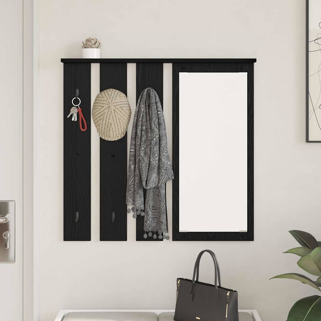 Wall Mounted Coat Rack with Shelf Black Oak Effect