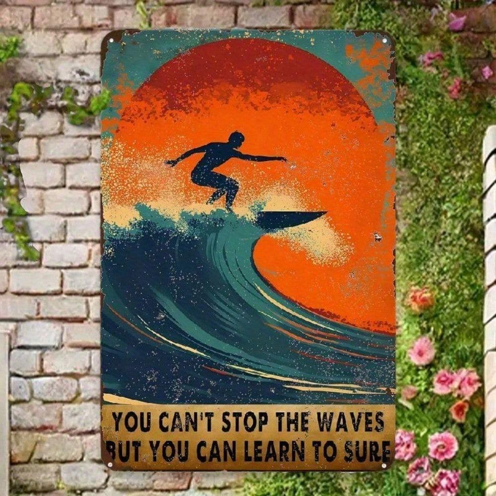 Retro Sunset Surf Beach Metal Wall Art Vintage Home Decor