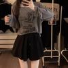 Ballet Style Gray Sports Casual Pants for Women's New Style Loose Wide-leg Casual Pants Small Skirt Pants