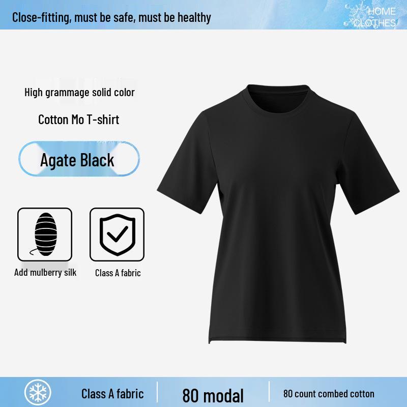 

Women s Summer Class A 80s Modal Cotton Straight Shoulder Short Sleeve T-Shirt with Slit XXL (135-150 jin)